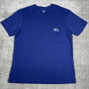 AFTCO T-Shirt Men's XXL Blue Short Sleeve Crew Neck Built To Fish Pocket